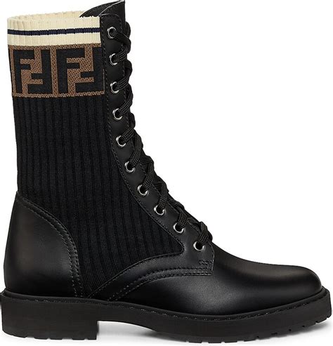 fendi rockoko high top knit sneakers|rockoko knit leather combat boots.